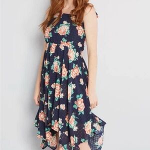 Mod Cloth Creative Energy Floral Navy Dress
